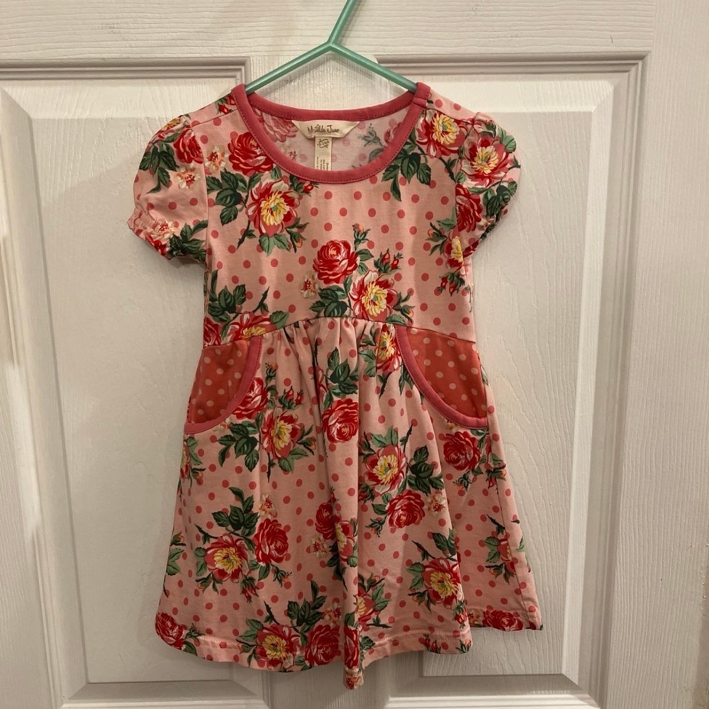 Matilda Jane Girls Floral Polka Dot Dress Roses Pink